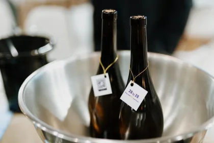 28 by 28 branded bottles at a campaign event